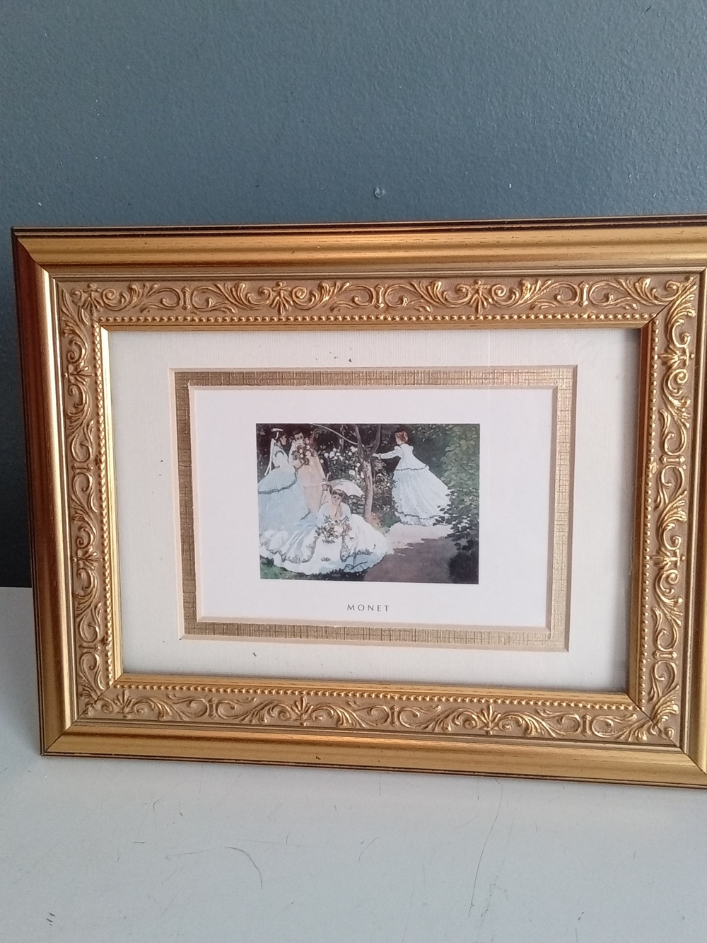 Claude Monet Women in the Garden Art Print Ornate Gold Frame Tabletop Wall Decor